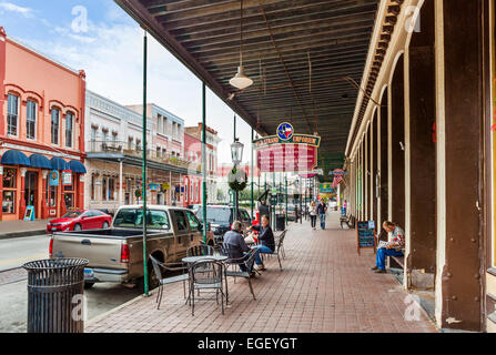 Cafe in the Old Strand Emporium on The Strand in historic downtown Galveston, Texas, USA Stock Photo