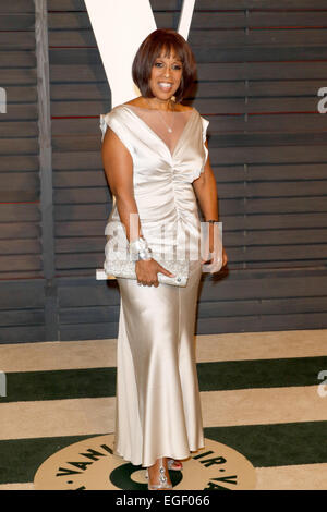 TV presenter Gayle King attends the Vanity Fair Oscar Party at Wallis Annenberg Center for the Performing Arts in Beverly Hills, Los Angeles, USA, on 22 February 2015. Photo: Hubert Boesl /dpa - NO WIRE SERVICE - Stock Photo