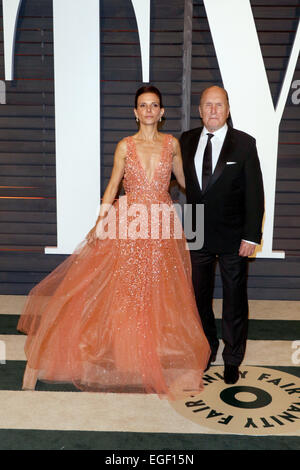 Actor Robert Duvall and his wife Luciana Duvall attend the Vanity Fair Oscar Party at Wallis Annenberg Center for the Performing Arts in Beverly Hills, Los Angeles, USA, on 22 February 2015. Photo: Hubert Boesl /dpa - NO WIRE SERVICE - Stock Photo