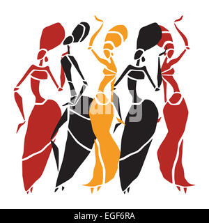 African dancers silhouette set. Stock Photo