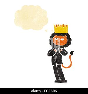 cartoon king of the beasts with thought bubble Stock Vector