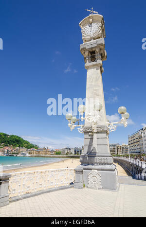 Large barometer along the Paseo de la Concha, San Sebastian, Gipuzkoa, Spain Stock Photo