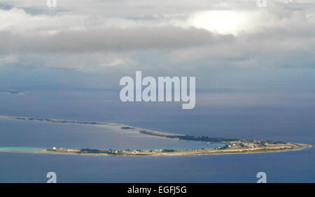 Aerial view of Kwajalein Atoll in the Marshall Islands. Stock Photo