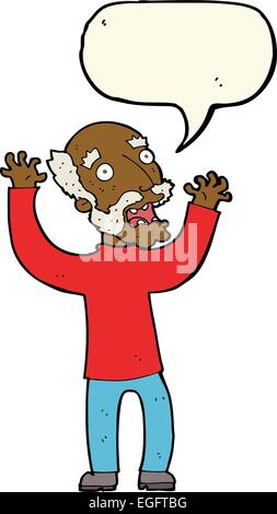 cartoon terrified old man with speech bubble Stock Vector