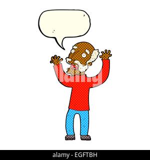 cartoon terrified old man with speech bubble Stock Vector