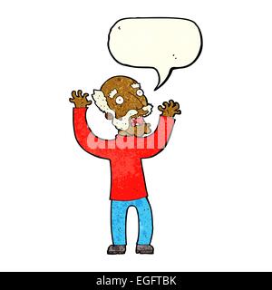 cartoon terrified old man with speech bubble Stock Vector