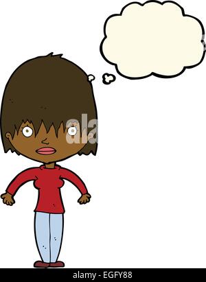 cartoon woman staring with thought bubble Stock Vector