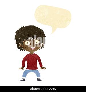 cartoon excited boy with speech bubble Stock Vector