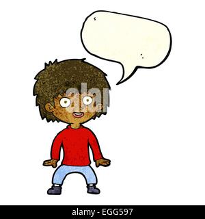 cartoon excited boy with speech bubble Stock Vector