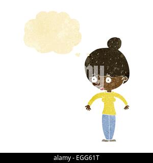 cartoon woman staring with thought bubble Stock Vector