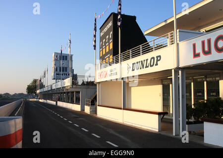 Crack of dawn on the big day and an empty pit lane / Goodwood Revival / Goodwood / UK Stock Photo