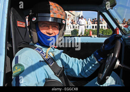 Tony Jardine in his 1957 Austin A35 on the starting grid / Goodwood Revival / Goodwood / UK Stock Photo
