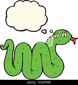 funny cartoon snake with thought bubble Stock Vector