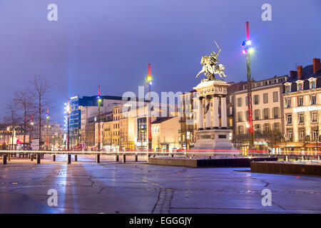 Vercingetorix statue, Place de Jaude in the evening at Clermont-Ferrand, France Stock Photo