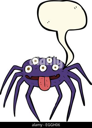 cartoon gross halloween spider with speech bubble Stock Vector