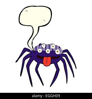 cartoon gross halloween spider with speech bubble Stock Vector