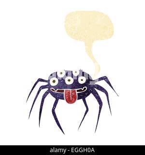 cartoon gross halloween spider with speech bubble Stock Vector