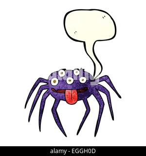 cartoon gross halloween spider with speech bubble Stock Vector