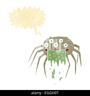 cartoon gross halloween spider with speech bubble Stock Vector