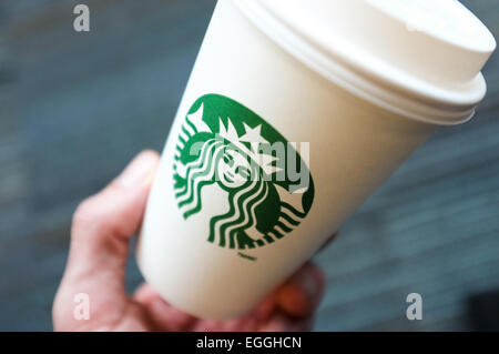 A cardboard starbucks coffee cup Stock Photo