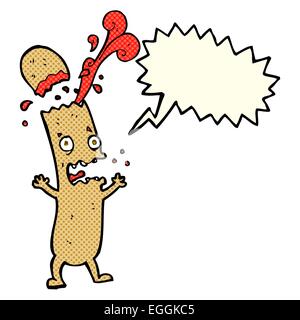 cartoon undercooked sausage with speech bubble Stock Vector