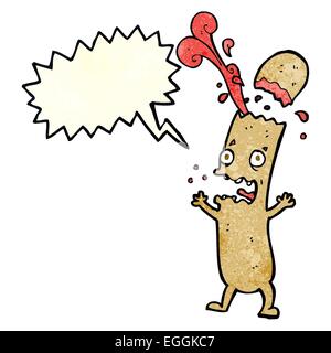 cartoon undercooked sausage with speech bubble Stock Vector