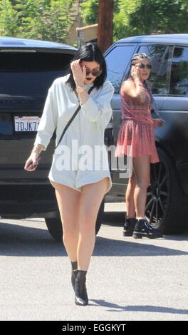 Kylie Jenner spotted out in West Hollywood wearing black lipstick Featuring: Kylie Jenner Where: Beverly Hills, California, United States When: 22 Aug 2014 Stock Photo