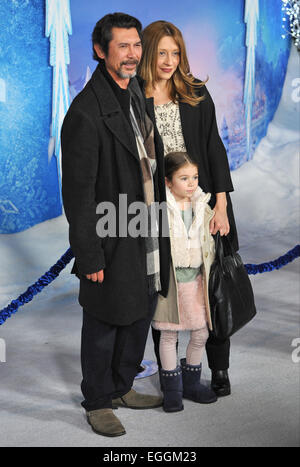 LOS ANGELES, CA - NOVEMBER 19, 2013: Lou Diamond Phillips & wife Yvonne & daughter Indigo Sanara at the premiere of Disney's 'Frozen' at the El Capitan Theatre, Hollywood. Stock Photo