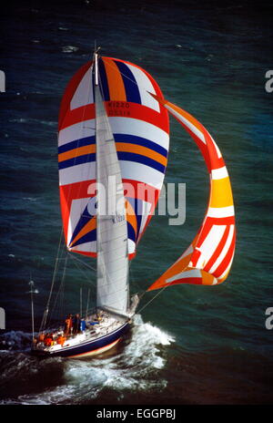 AJAX NEWS PHOTOS - 24TH MARCH, 1978 - WHITBREAD RACE -THE YACHT KING'S LEGEND. A PRODUCTION SWAN 65, IN THE WESTERN APPROACHES OF THE CHANNEL ON THE FINAL LENG OF THE WHITBREAD ROUND THE WORLD RACE. PHOTO:JONATHAN EASTLAND/AJAX REF:704136. Stock Photo