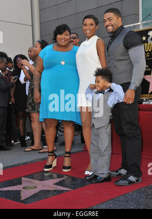 LOS ANGELES, CA - NOVEMBER 13, 2013: Jennifer Hudson with husband David Otunga & son David Daniel Otunga Jr., 4, & her sister Julia Hudson is honored with the 2,512th star on the Hollywood Walk of Fame. Stock Photo