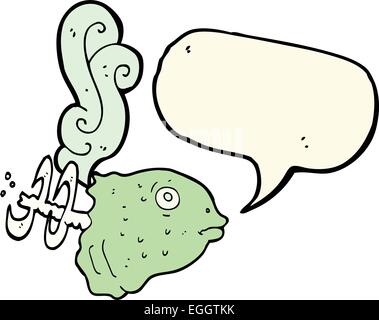 cartoon smelly old fish head with speech bubble Stock Vector