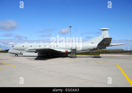 Hawker Siddeley Nimrod MR2 of the Royal Air Force taken on its base at RAF Kinloss, Scotland. Stock Photo