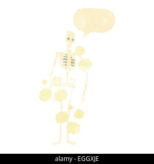 cartoon dusty old skeleton with speech bubble Stock Vector