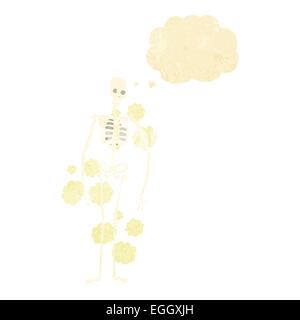 cartoon dusty old skeleton with thought bubble Stock Vector