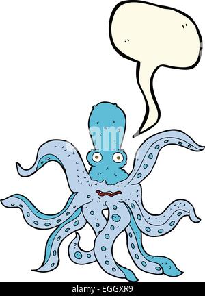 cartoon giant octopus with speech bubble Stock Vector