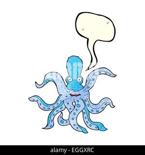 cartoon giant octopus with speech bubble Stock Vector