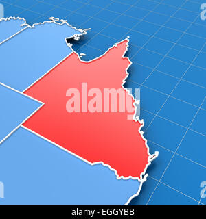 Australia map with Queensland highlighted Stock Photo