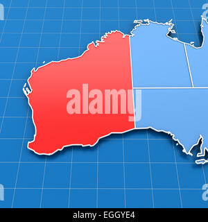 3d render of Western Australia map Stock Photo