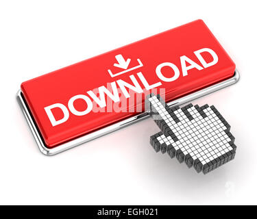 Clicking a download button, 3d render Stock Photo