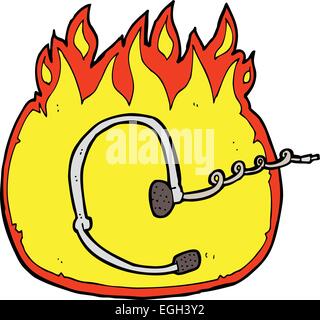 burning call center headset cartoon Stock Vector