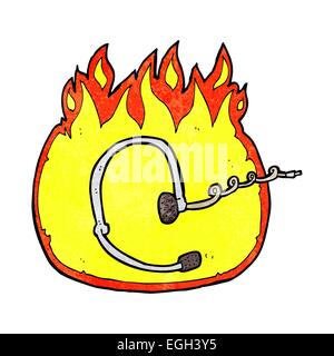 burning call center headset cartoon Stock Vector