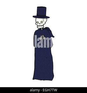 cartoon spooky skeleton wearing robe and top hat Stock Vector