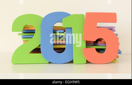 Colorful numbers of 2015 with flat foam number toys Stock Photo