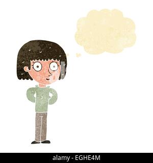 cartoon staring woman with thought bubble Stock Vector