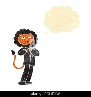 cartoon lion businessman with thought bubble Stock Vector