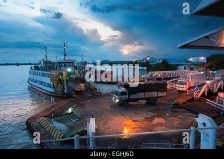 Car ferry on the Mekong River, Vietnam Stock Photo