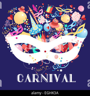 bright colorful a carnival background with mask Stock Photo