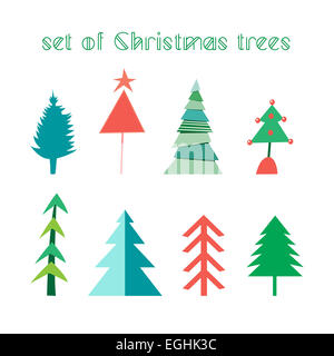 graphic set Christmas tree on a white background Stock Photo