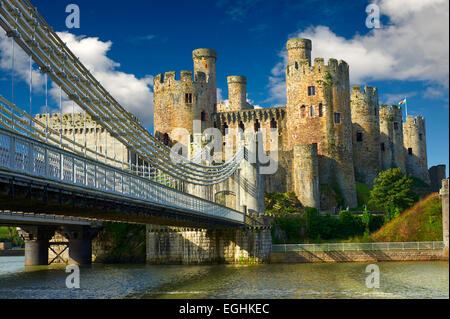 The medieval Conwy Castle, also Conway Castle, built 1283 - 1289 for Edward I, UNESCO World Heritage Site, Conwy, Wales Stock Photo