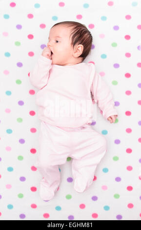 Top view cute peaceful little girl sleeping in cozy bed Stock Photo - Alamy